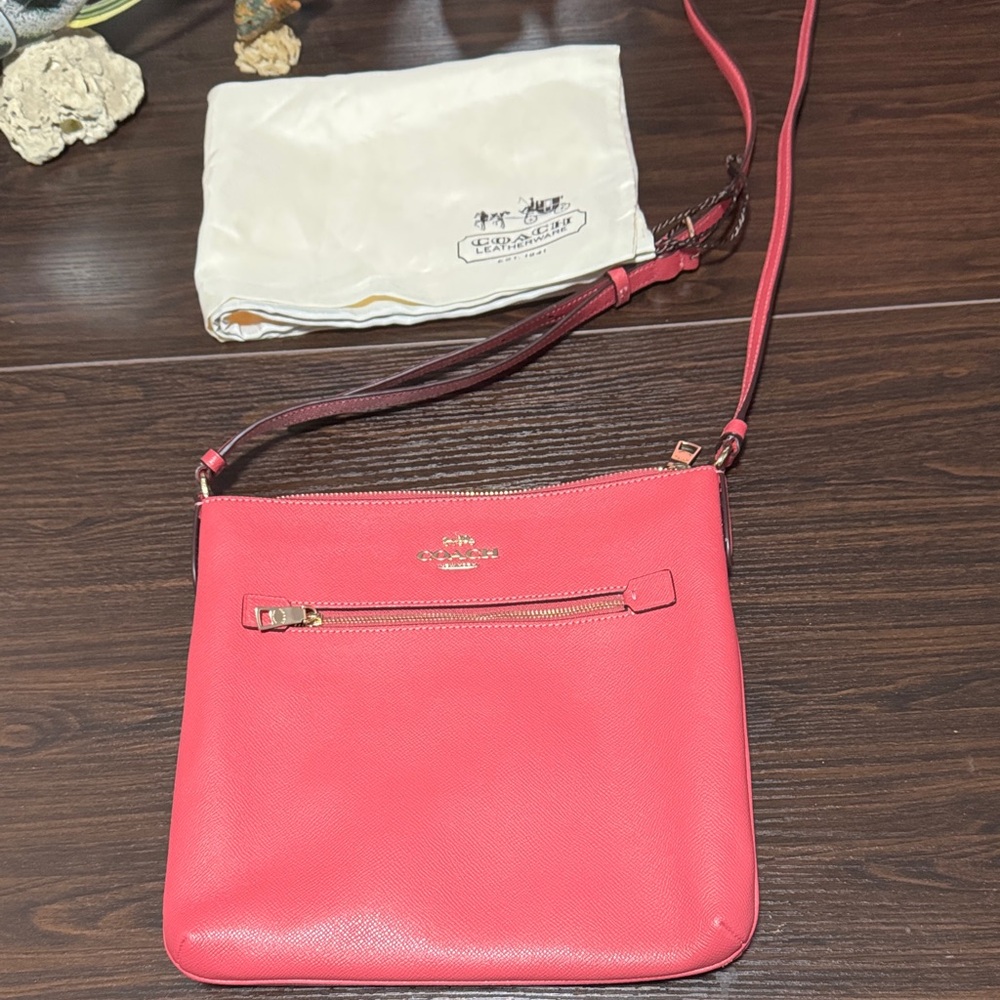 Coach Pink Crossbody Bag with Gold Accents